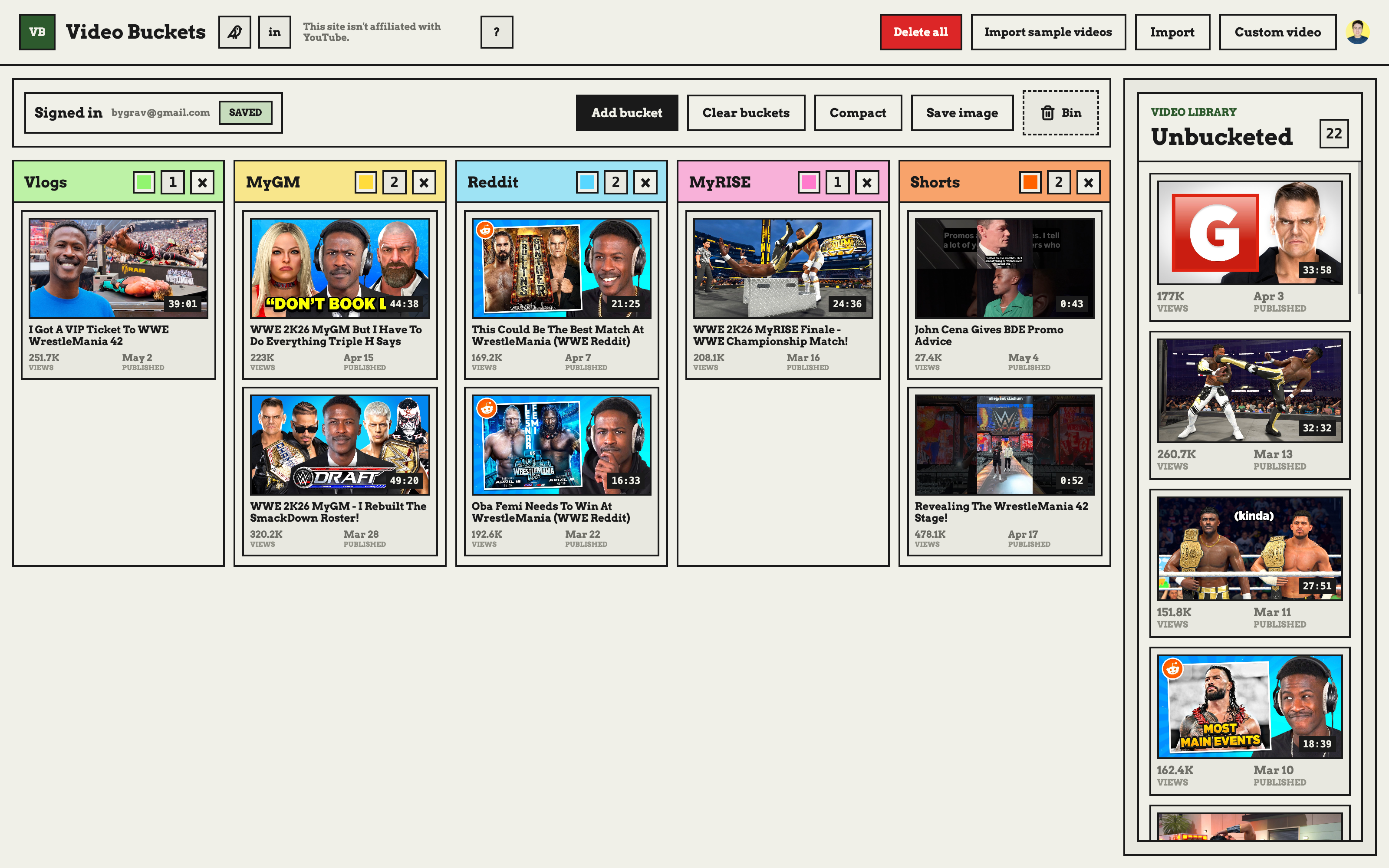 VideoBuckets screenshot